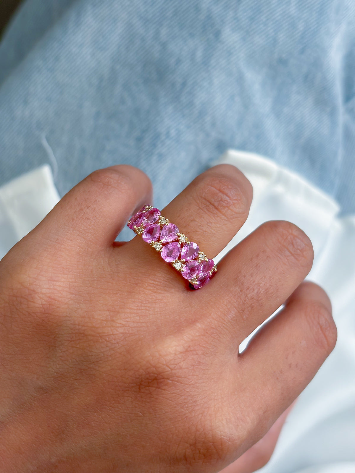 Pink Sapphire Diamond Ring