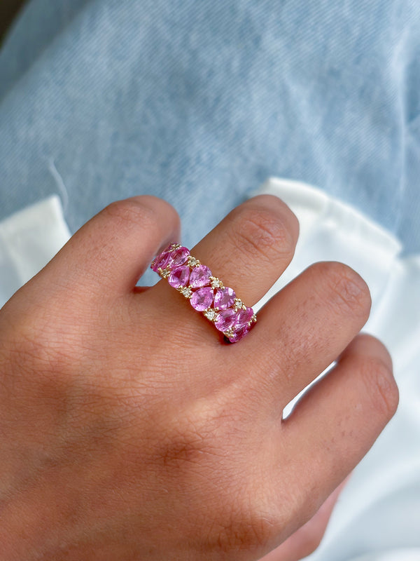Pink Sapphire Diamond Ring