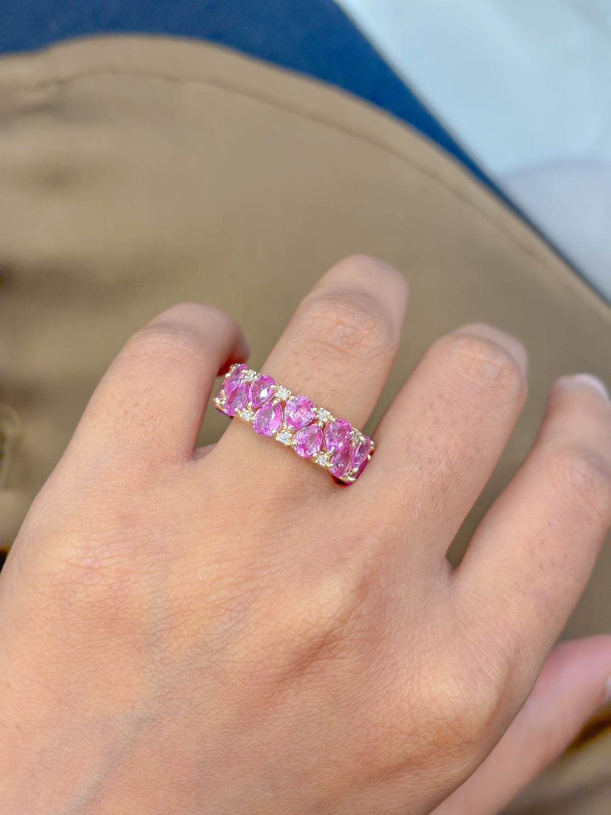 Pink Sapphire Diamond Ring