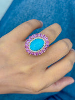 Turquoise Pink Sapphire Diamond Ring