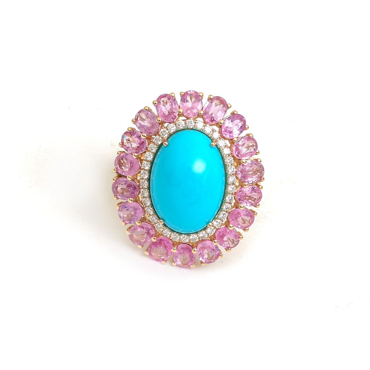 Turquoise Pink Sapphire Diamond Ring