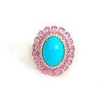 Turquoise Pink Sapphire Diamond Ring