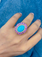 Turquoise Pink Sapphire Diamond Ring