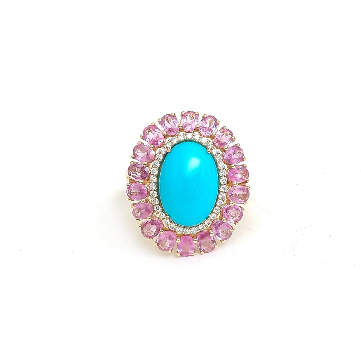 Turquoise Pink Sapphire Diamond Ring