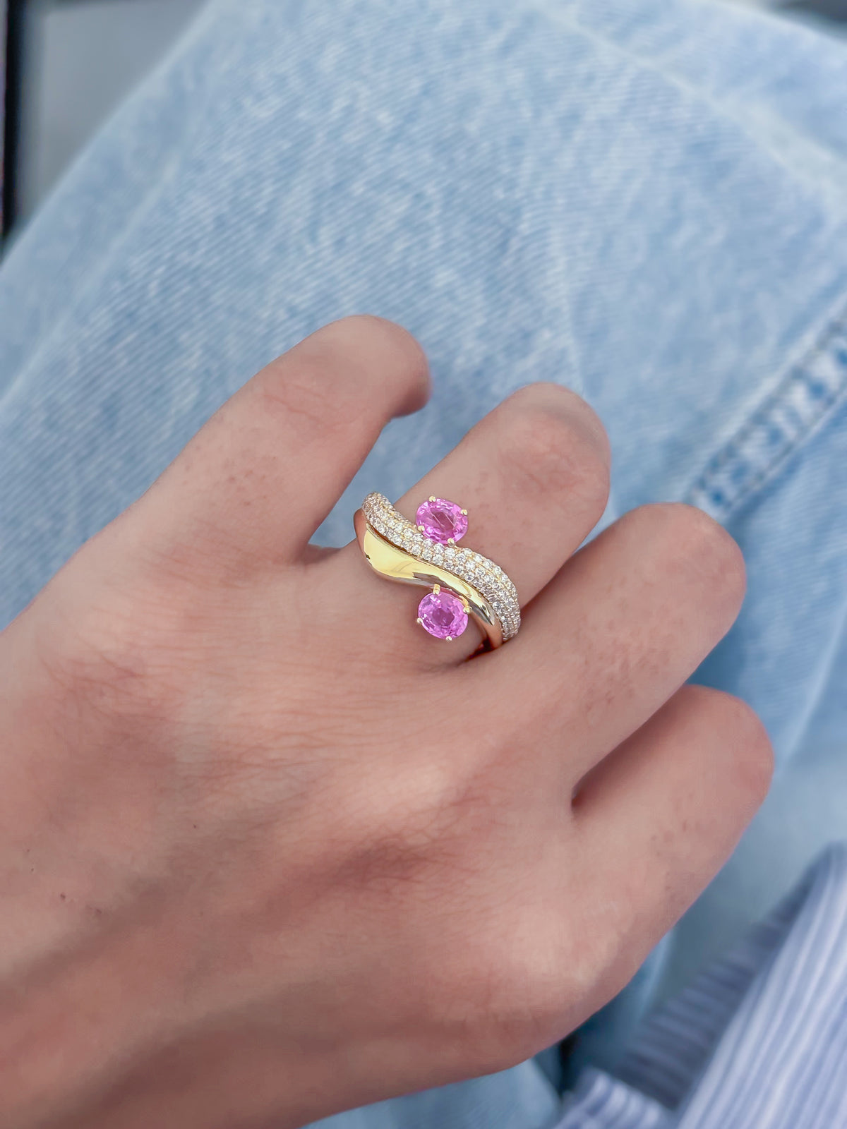 Pink Sapphire Diamond Ring