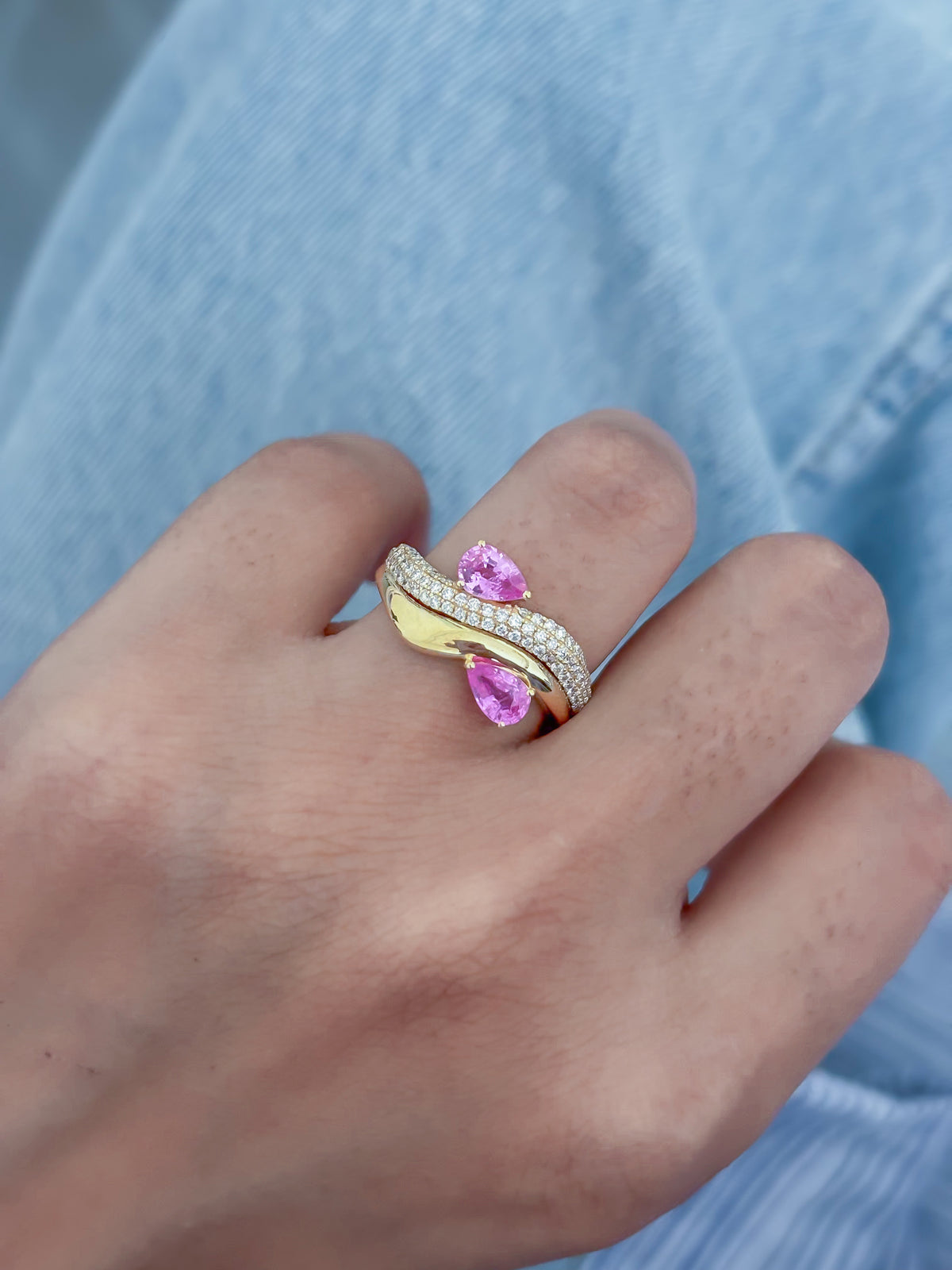 Pink Sapphire Diamond Ring