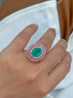 Emerald Pink Sapphire Diamond Ring