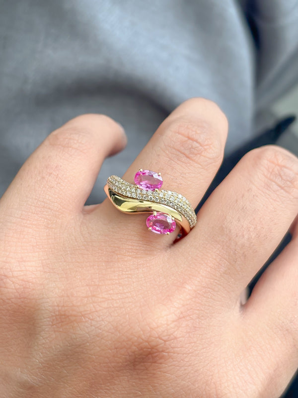 Pink Sapphire Diamond Ring