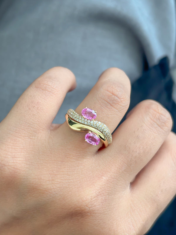 Pink Sapphire Diamond Ring