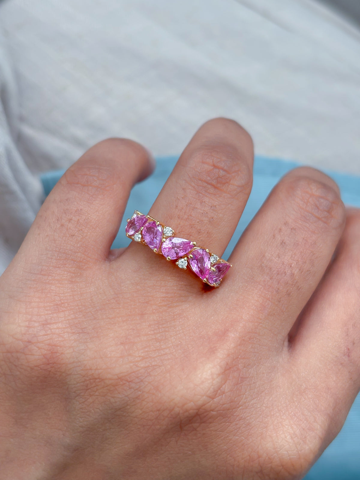 Pink Sapphire Diamond Ring