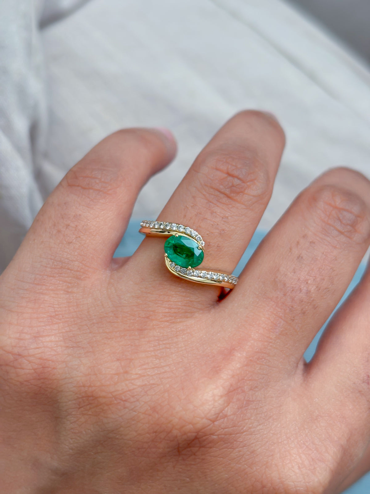 Emerald Diamond Pinky Ring