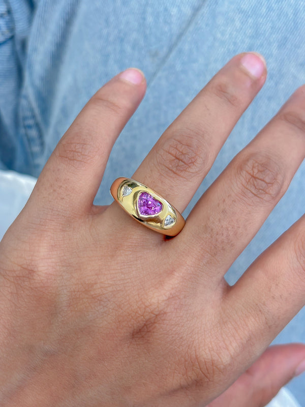 Pink Sapphire Diamond Ring