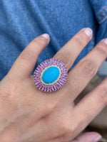 Turquoise Pink Sapphire Diamond Ring
