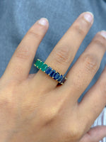 Blue Sapphire Emerald Ring