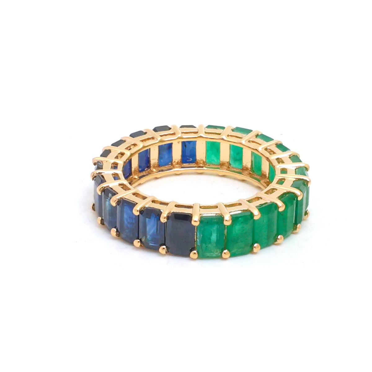 Blue Sapphire Emerald Ring