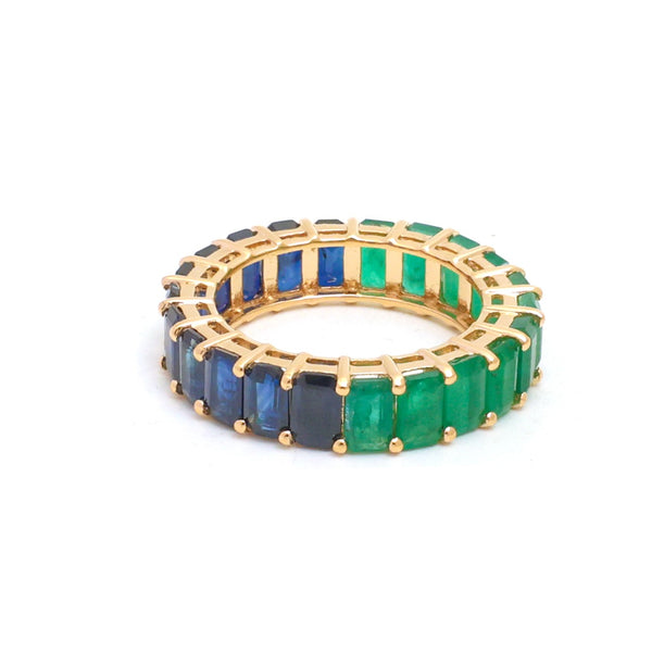 Blue Sapphire Emerald Ring