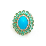 Turquoise Emerald Diamond Ring
