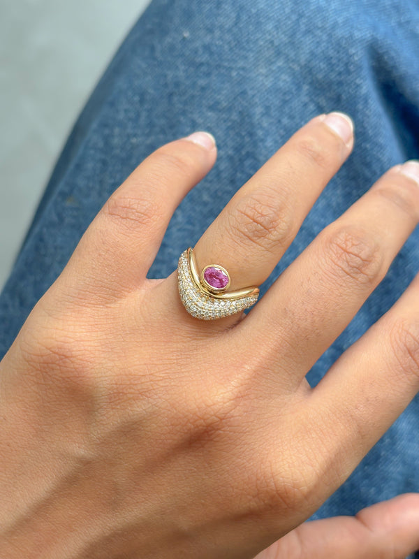 Diamond Pink Sapphire Ring