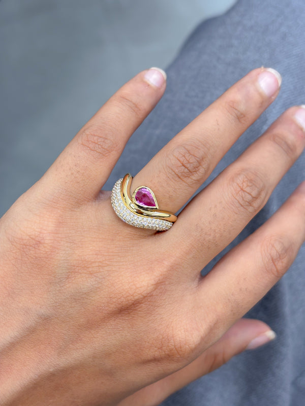 Pink Sapphire Diamond Ring