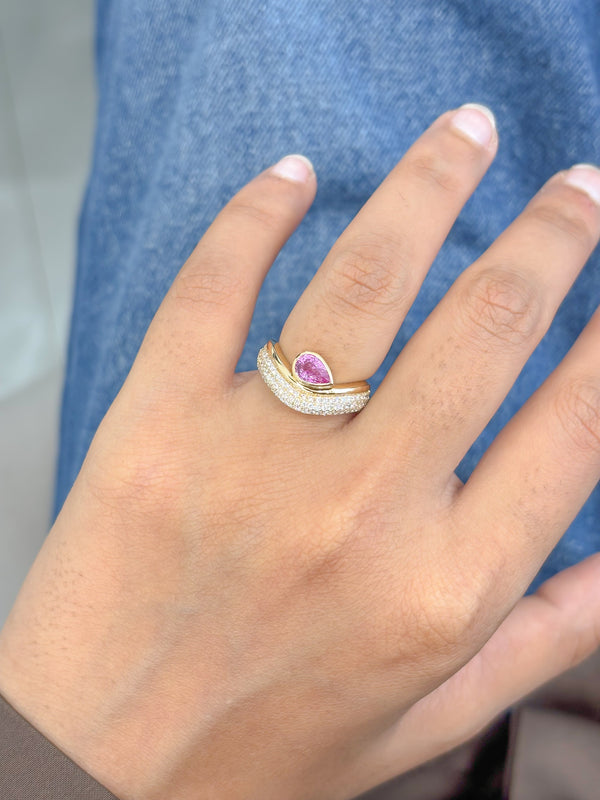 Pink Sapphire Diamond Ring
