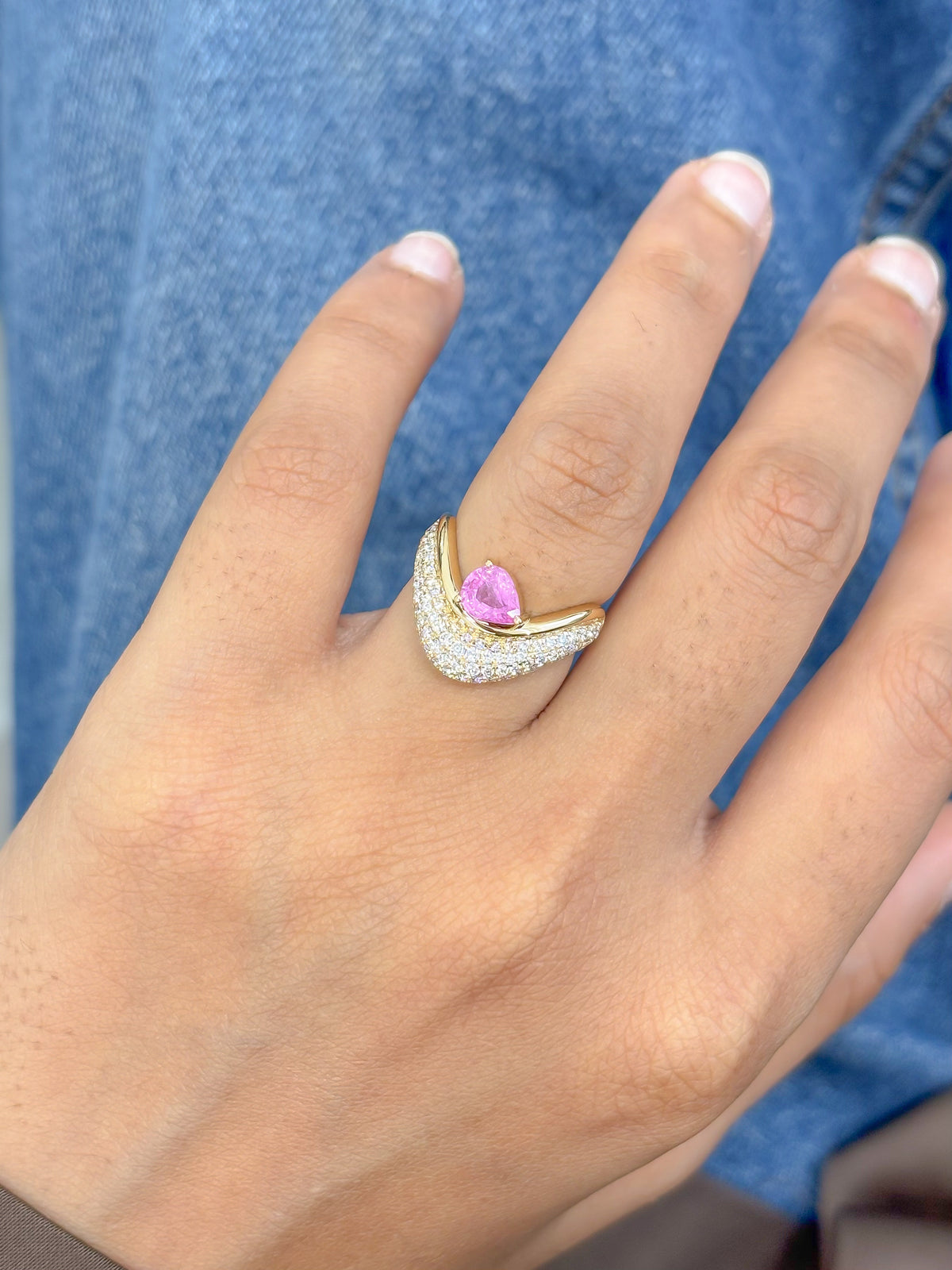 Pink Sapphire Diamond Ring