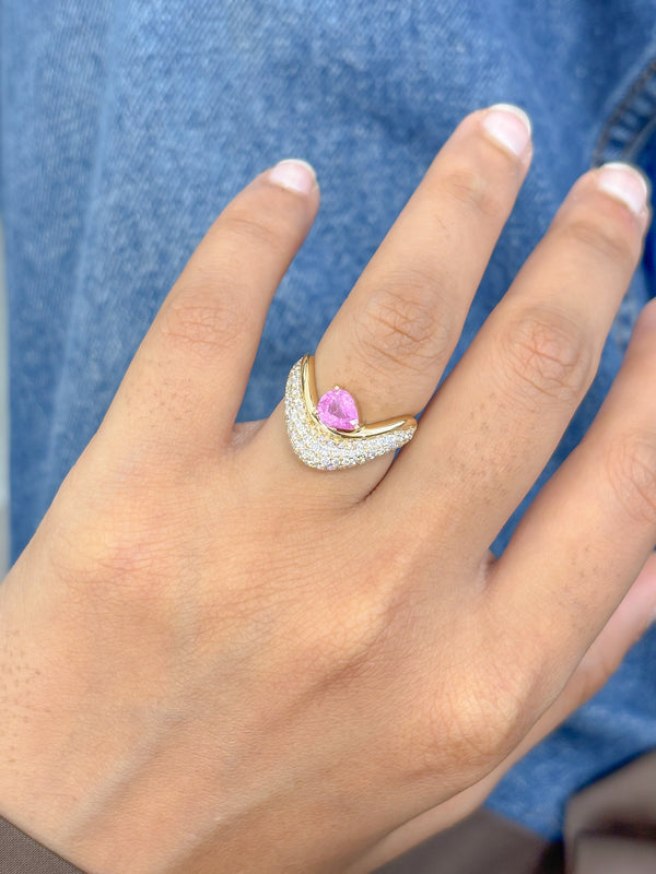 Pink Sapphire Diamond Ring