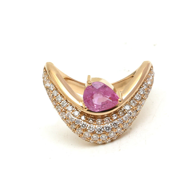 Pink Sapphire Diamond Ring