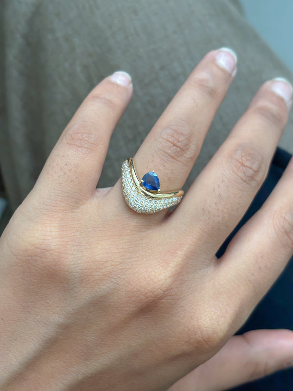 Diamond Blue Sapphire Ring