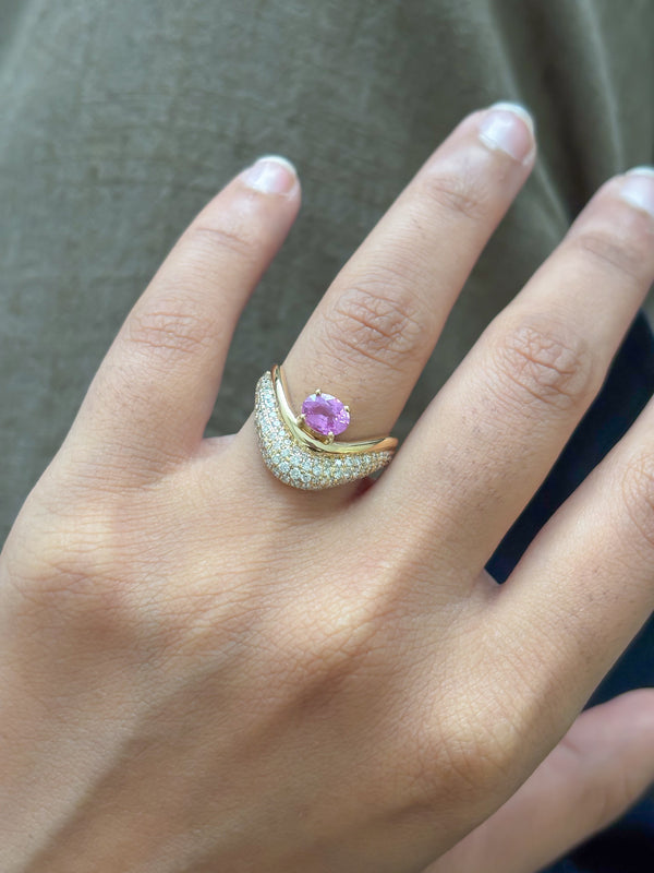 Pink Sapphire Diamond Ring