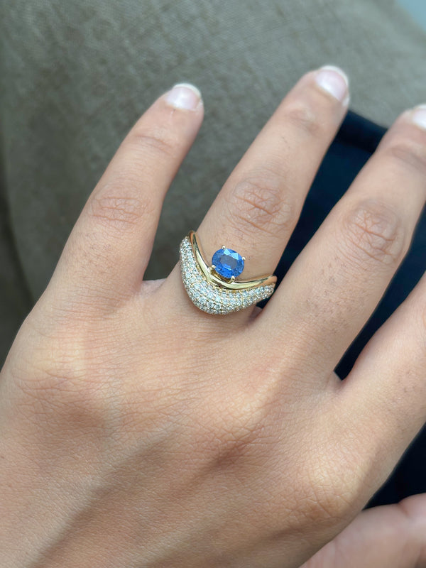 Diamond Blue Sapphire Ring
