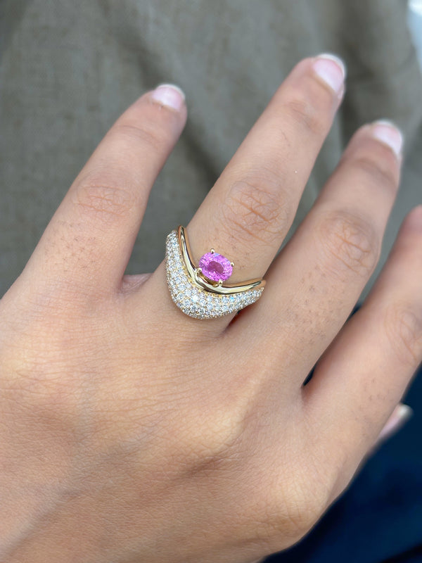 Pink Sapphire Diamond Ring