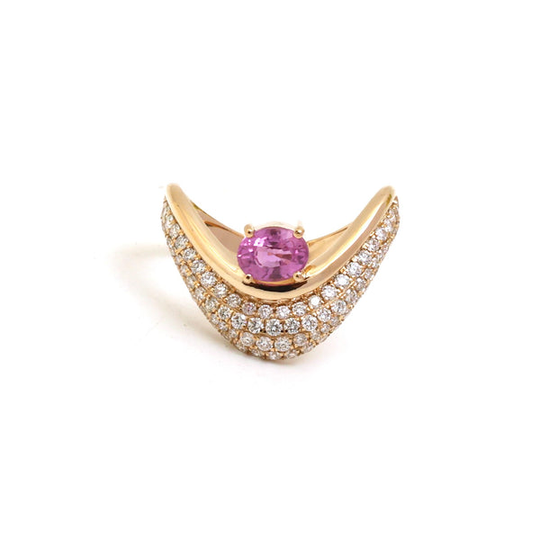 Pink Sapphire Diamond Ring