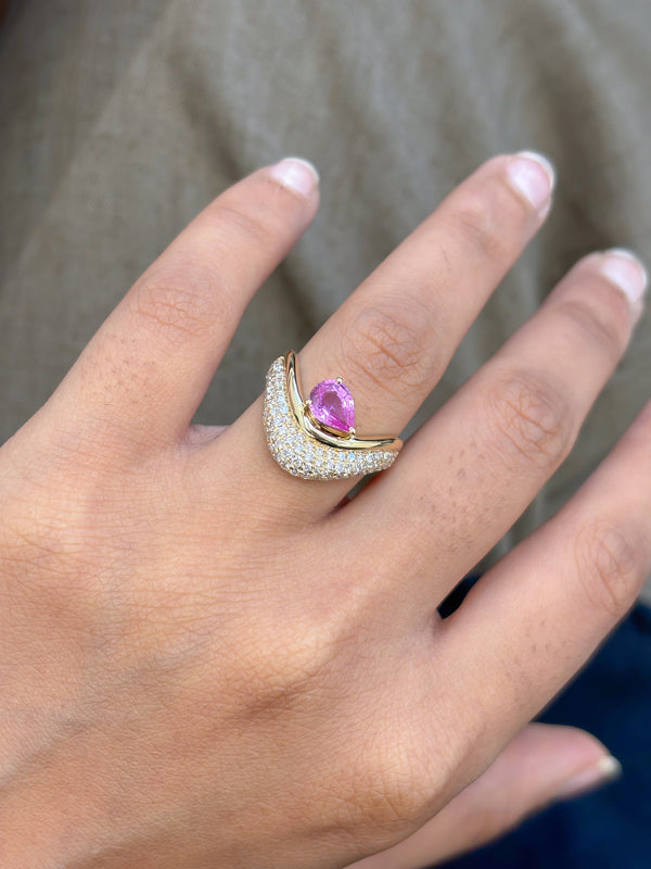 Pink Sapphire Diamond Ring