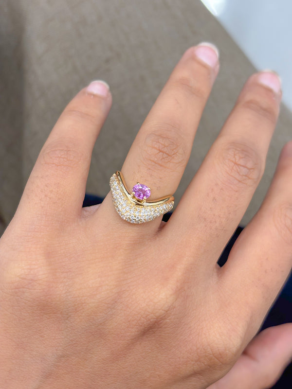Pink Sapphire Diamond Ring