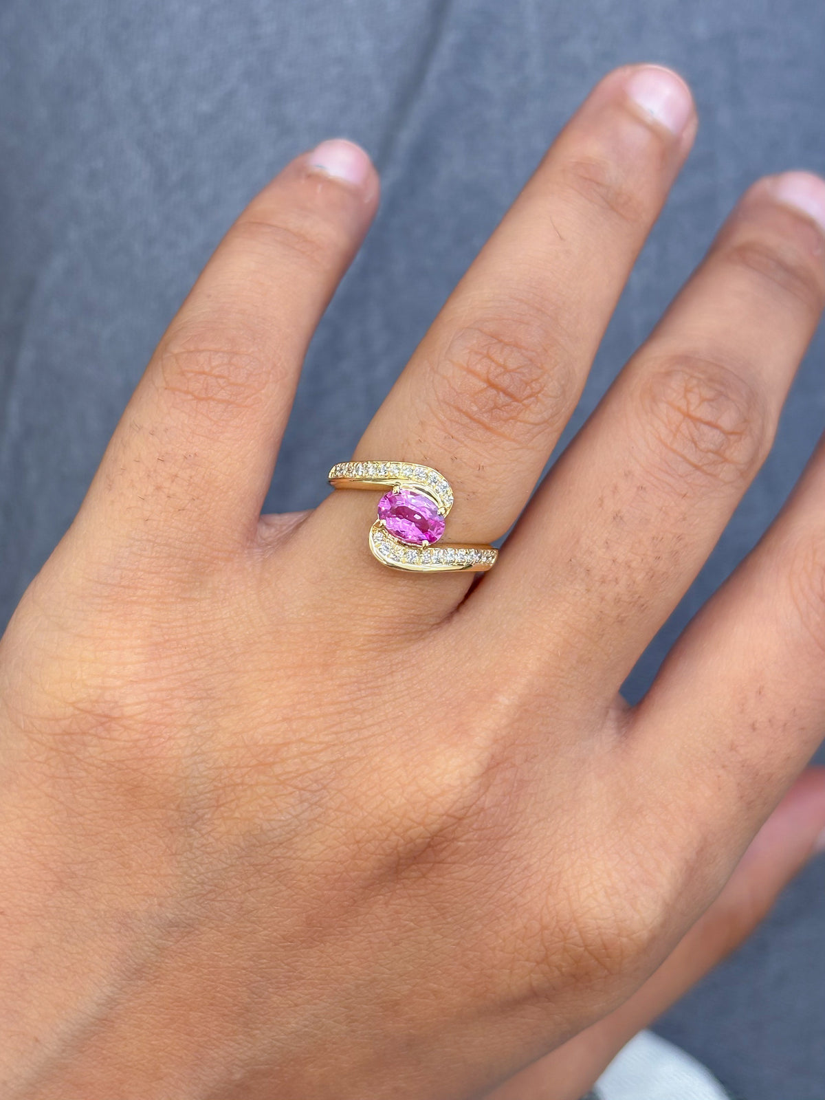 Pink Sapphire Diamond Ring