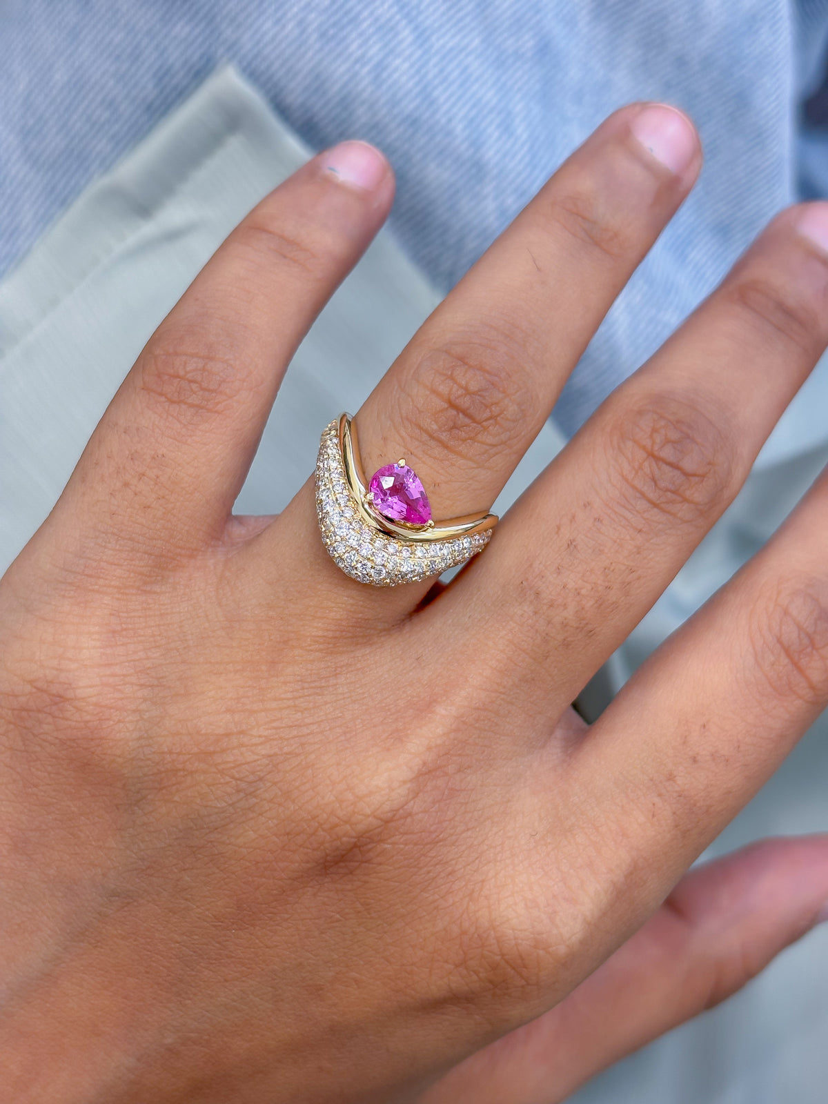 Pink Sapphire Diamond Ring
