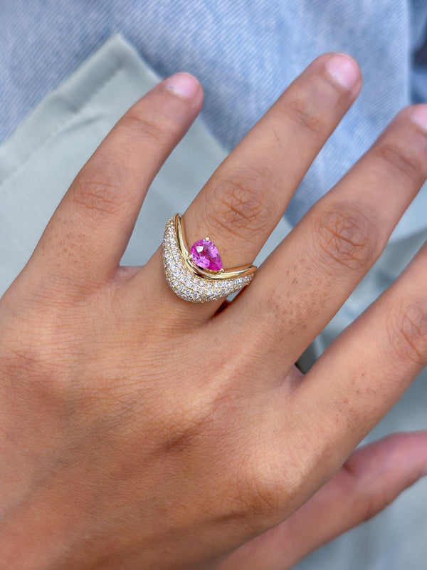 Pink Sapphire Diamond Ring