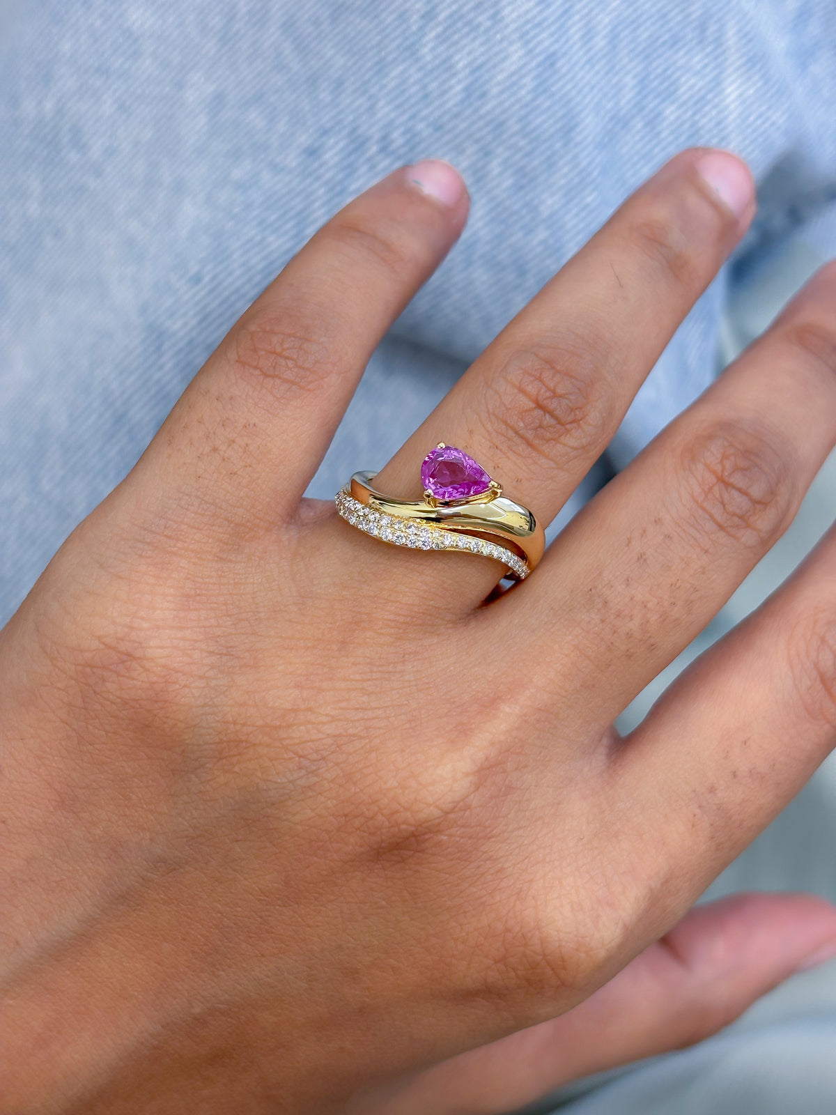 Pink Sapphire Diamond Ring