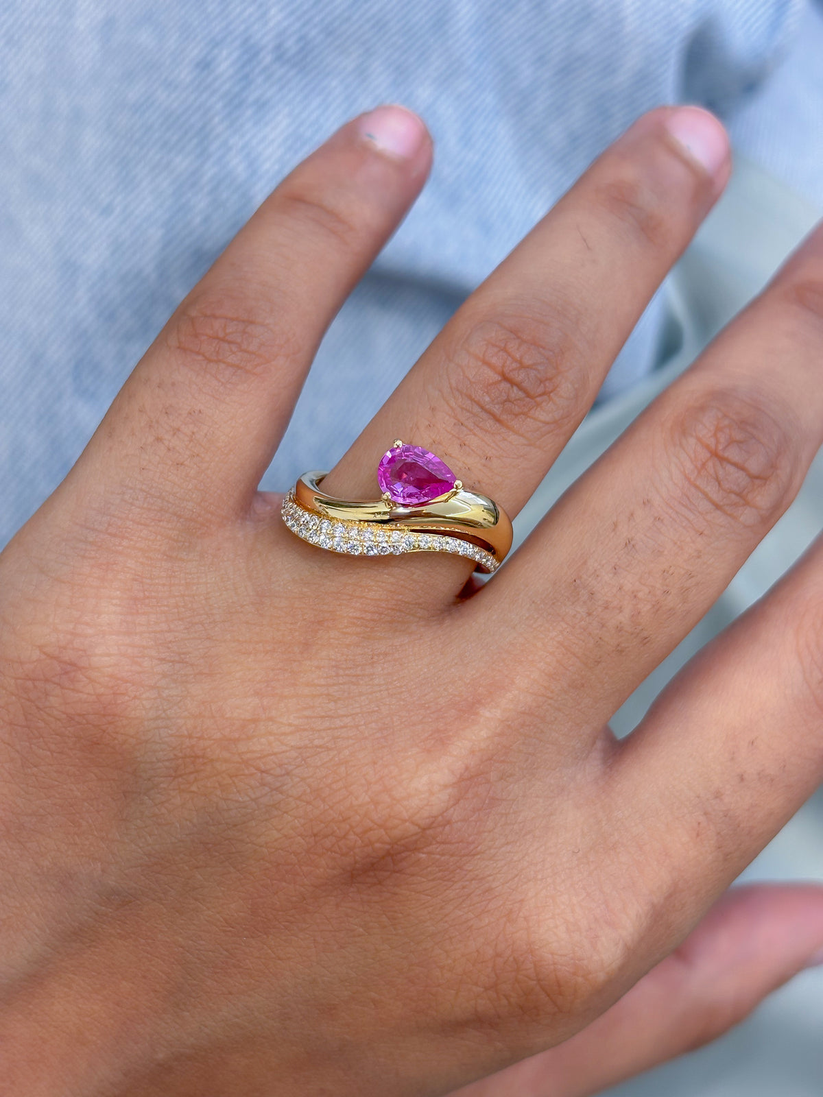 Pink Sapphire Diamond Ring
