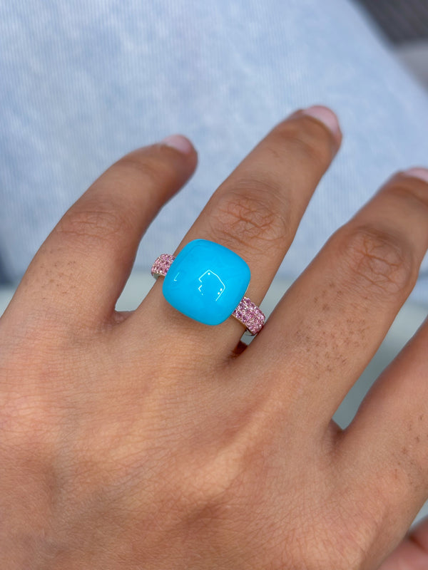Turquoise Pink Sapphire Ring