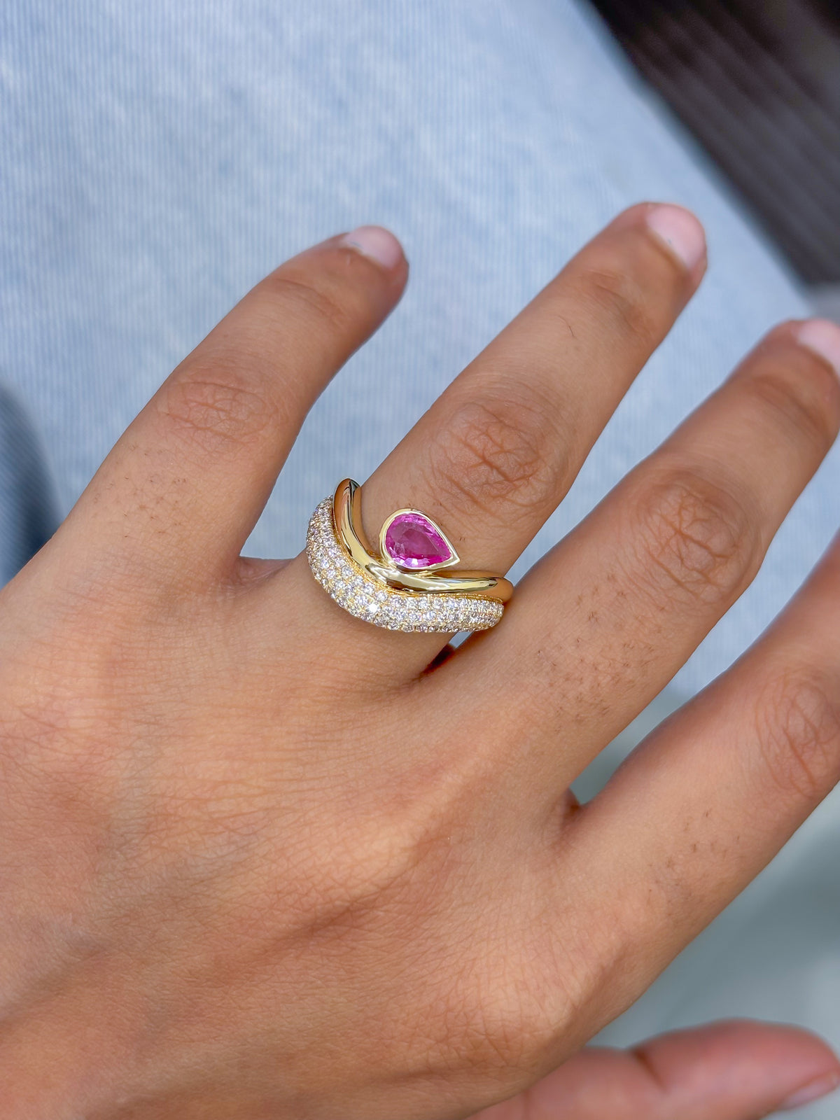 Pink Sapphire Diamond Ring