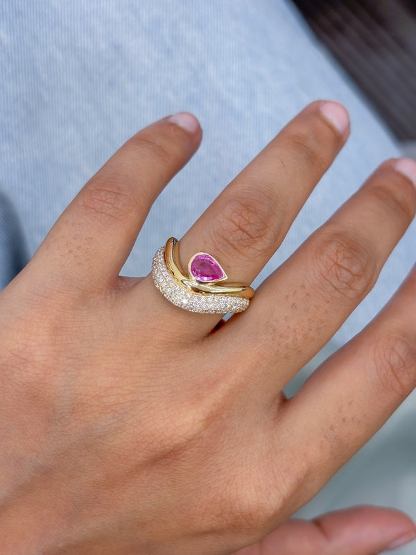 Pink Sapphire Diamond Ring