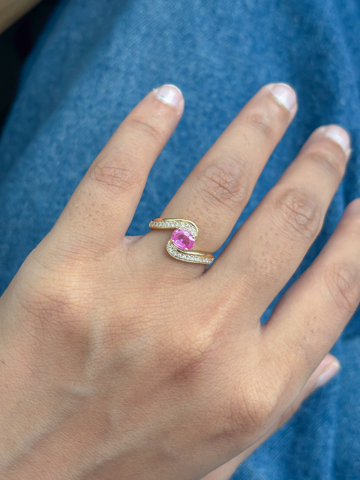 Pink Sapphire Diamond Ring