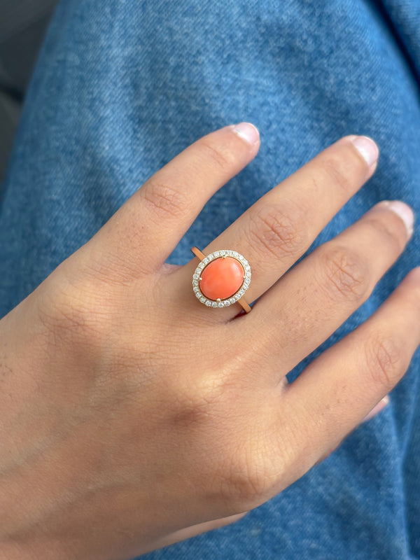 Coral Diamond Ring