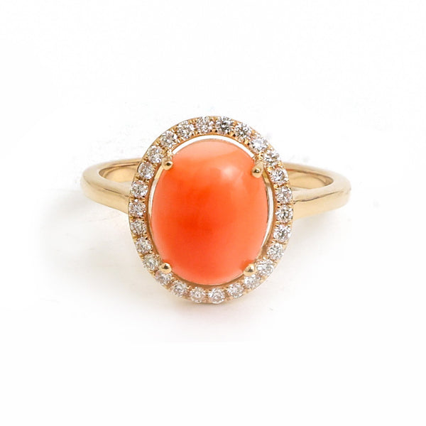 Coral Diamond Ring