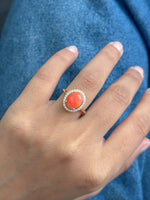 Coral Diamond Ring