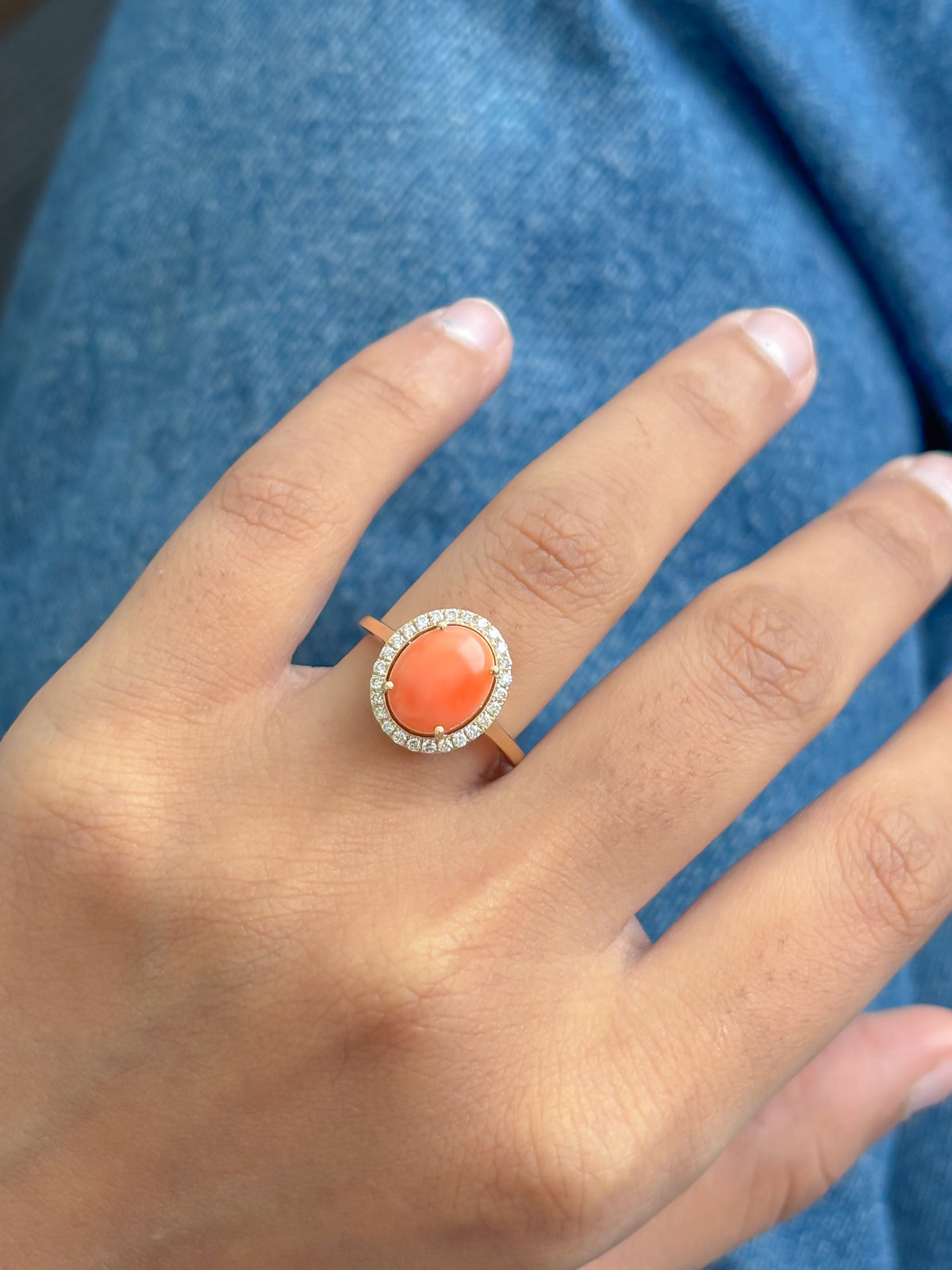 Coral Diamond Ring