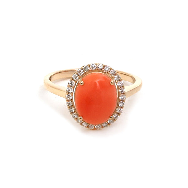 Coral Diamond Ring