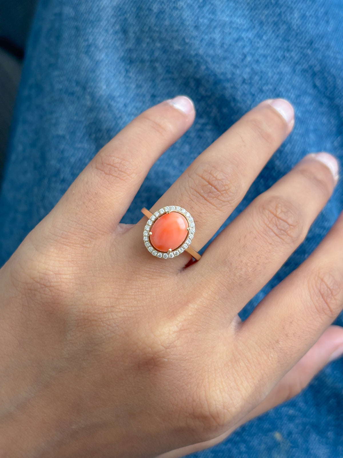 Coral Diamond Ring