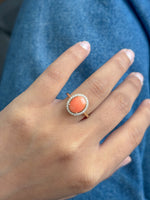 Coral Diamond Ring